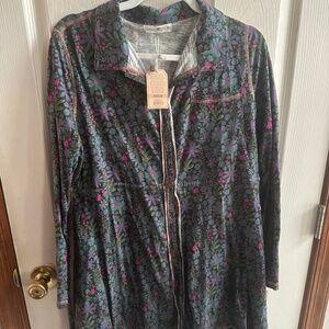 NWT Natural Life floral button up shirt dress